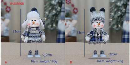 New Year Valentine's Day Plush doll toy cute skiing rocking snowman decorations plush toy holiday party house gifts for girl