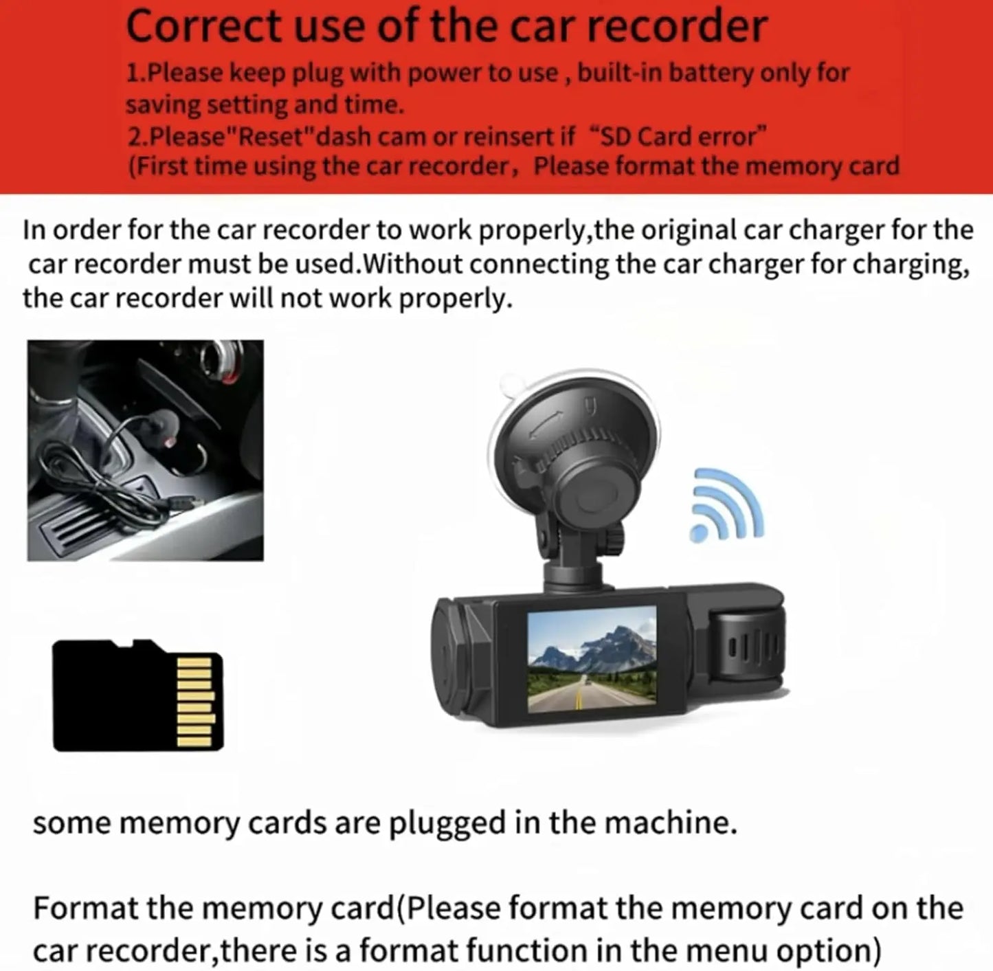 3LENS WIFI Dash Cam Car Camera 1080P Video Recorder Car DVR 2Len Front Options Rear View Camera Night Vision Car Accessories