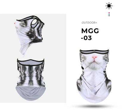 3D Animals Magic Scarf Bandana Breathable Neck Warmer Gaiter Hanging Ear Outdoor Sports Triangle Face Mask Neckerchief Summer