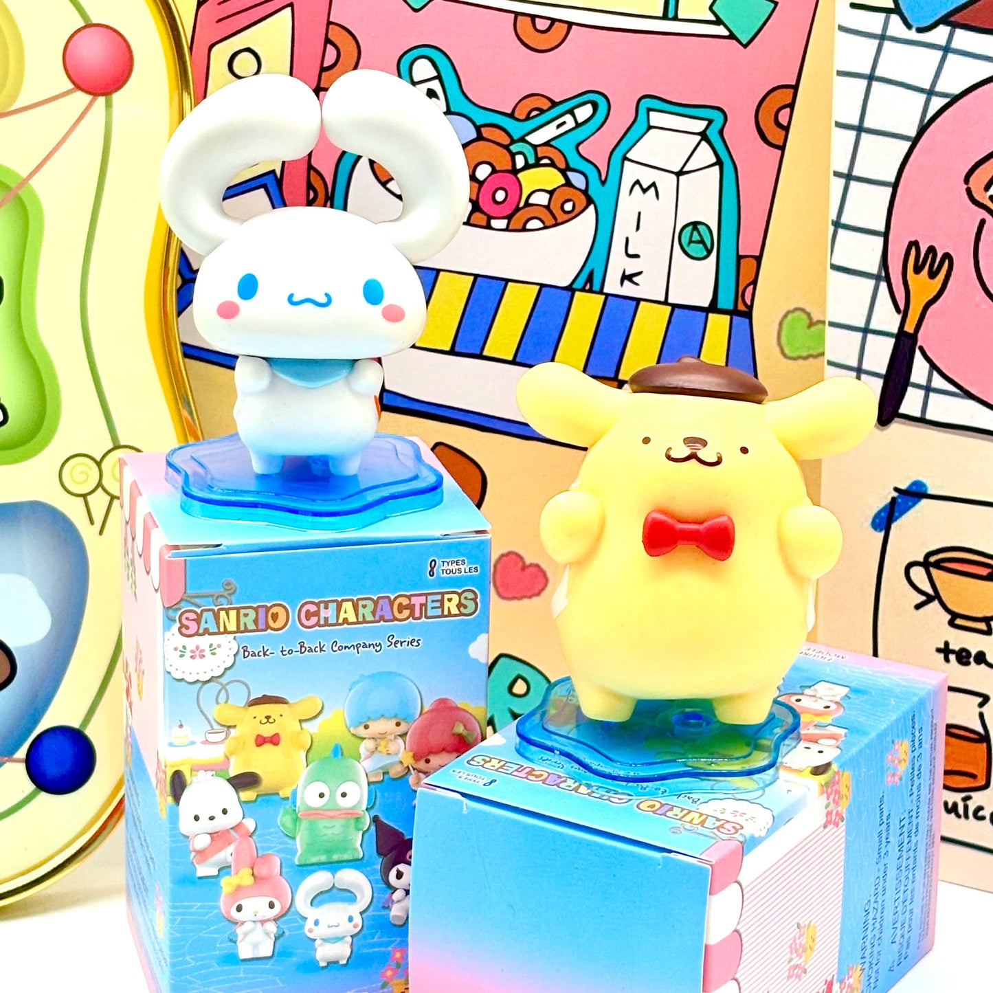 Sanrio Kuromi My melody Hangyodon Cinnamoroll Pompom Purin anime blind box figurine desktop cute ornament gift decoration kawaii