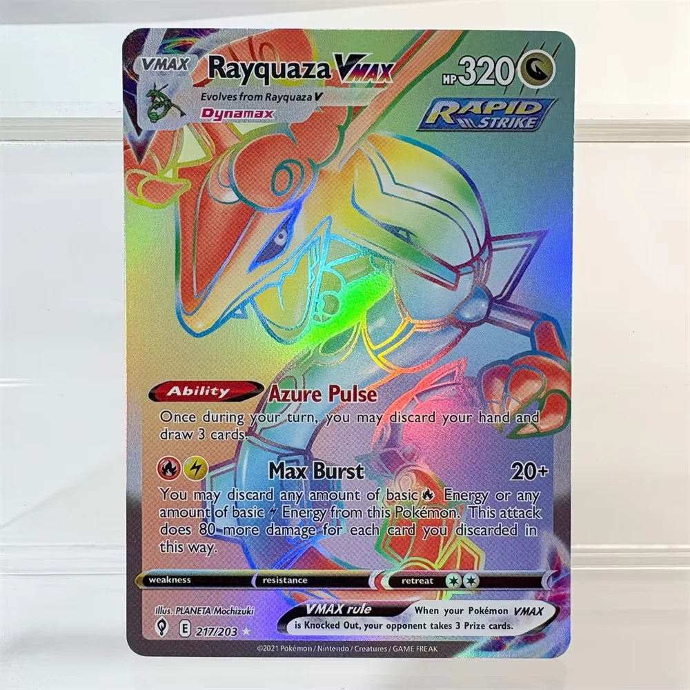 PKM Holographic High Quality Proxy Card Rayquaza Pikachu Rotom Slowking Collectibles Game Collection Anime Cards