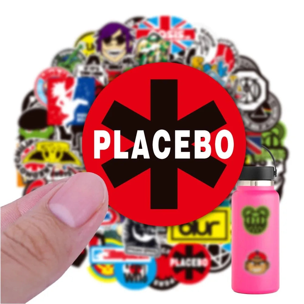 100 Rock And Roll Music Band Stickers Punk Graffiti Stickers For Laptop Guitar Helmet Luggage Decal Golden Memory Stickers Store