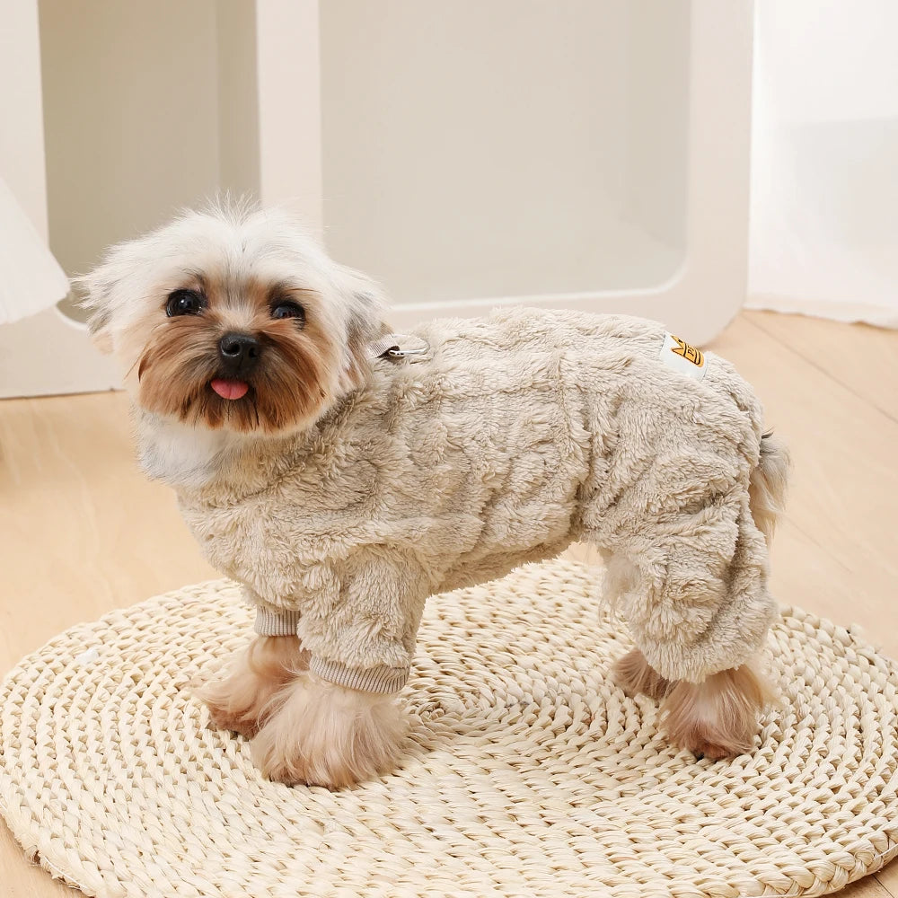 Soft Dog Clothes For Winter Warm Puppy Jumpsuit With D-ring Flannel Fleece Pets Sweater For Small Medium Dogs Yorkshire Pug Coat