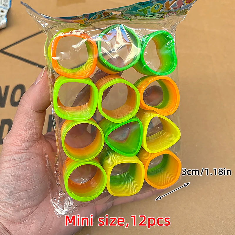 12/24 Rainbow Magic Springs Circle Toys Kids Birthday Party Favors Guests Giveaway Small Gifts Pinata Fillers Flexible Funny Toy