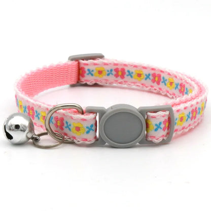 Hand Knitting Flower Pet Collar With Bell Colorful Retro Style Cat Collar Adjustable Safety Necklace For Puppy Cat Accessories