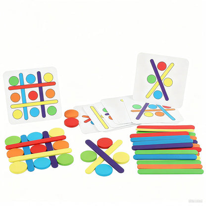 Kids Rainbow Stick Thinking Puzzle Wooden DIY Ice Cream Stick Puzzle Challenge Table Games Montessori Educational Children Toys