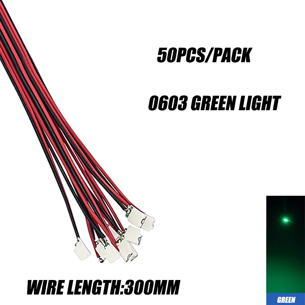 50Pcs/bag 0402 0603 DIY SMD Lamp Wired Micro Litz Led Pre-soldered Chip Wired 3V Railway Model Toy Light DIY Leads Wires 30cm