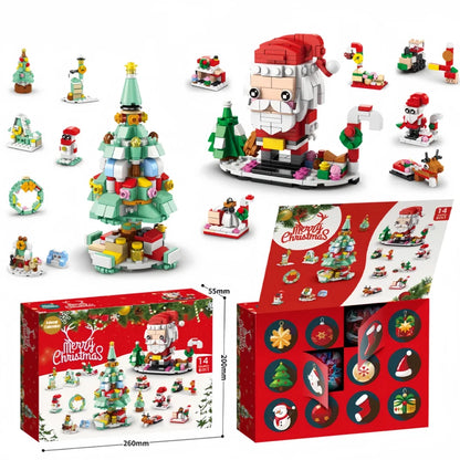 Knew Built Christmas Gift Building Blocks Toys - Fun Blind Box Game Santa Christmas Tree Train Reindeer Shoes - Perfect for Kids