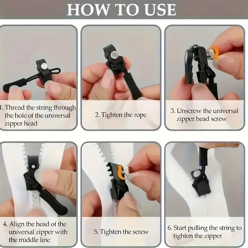Quick Detachable Zipper Repair Kit,  suitable for various sizes of zippers on clothing, luggage, backpacks, and other equipment