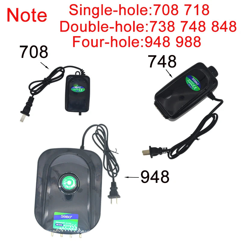 SOBO Silent Aquarium Oxygen Air Pump Fish Tank Adjustable Air Volume High Power Oxygenator Air Compressor Aerator 220v