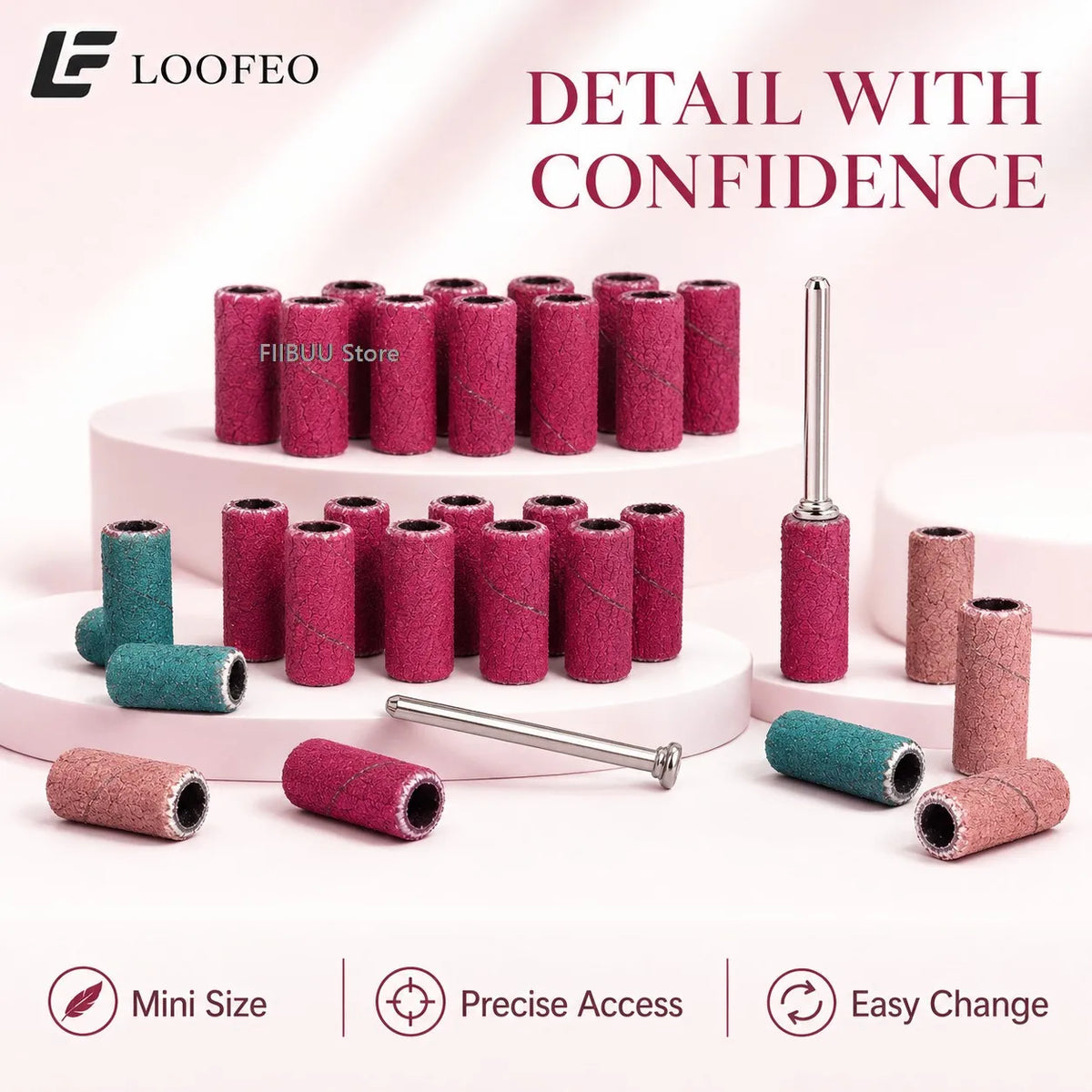 300Pcs 3mm Nail Drill Sanding Bands Set 120 180 240 Grit Mini E-File Sanding Sleeves Nail File for Manicure Pedicure Accessory