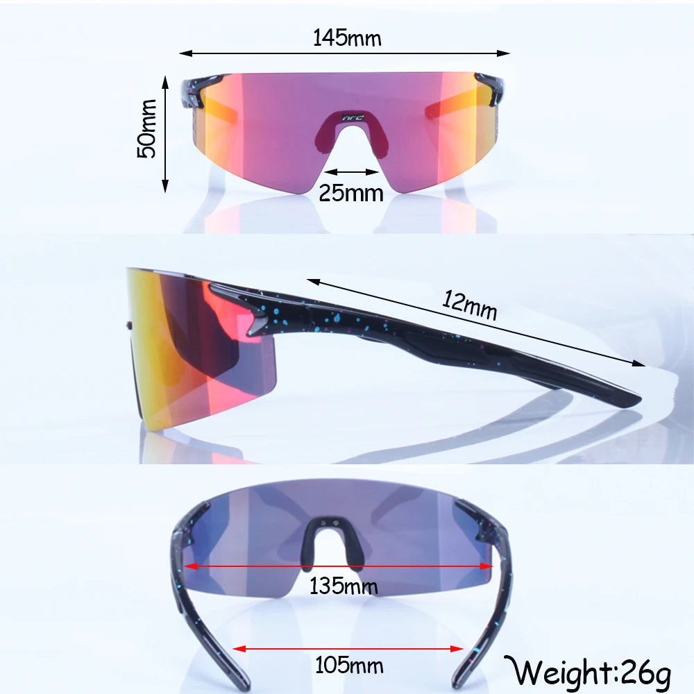 NRC Cycling Sunglasses 1lens UV400 TR90 Sports Bicycle Glasses MTB Mountain Bike Fishing Hiking Riding Eyewear for Men Women