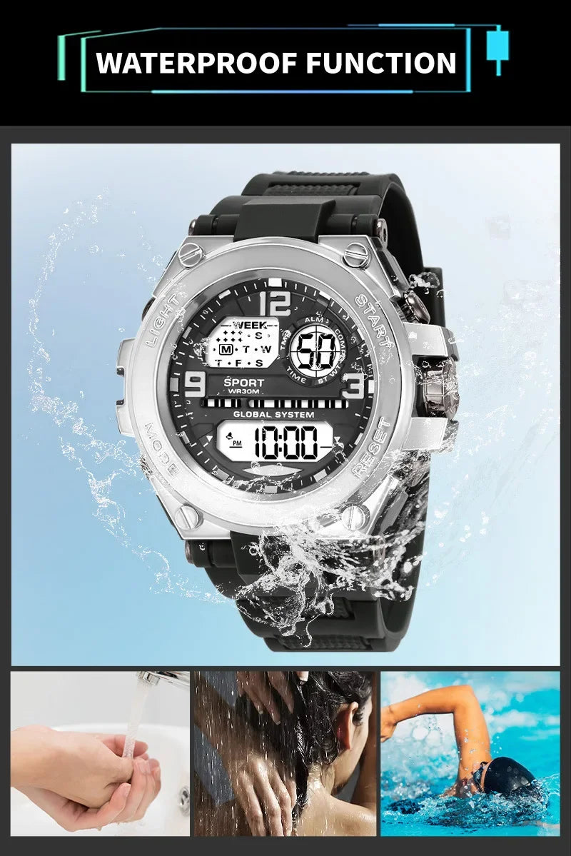 Multifunction Men's Sports Watch Waterproof Luminous Alarm Clock Men LED Digital Watch Large dial Electronic Wristwatch for Man