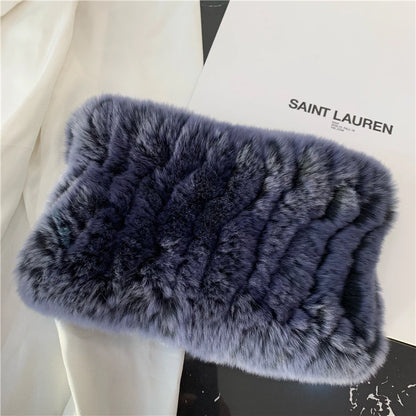 Women Handmade Stretch 100% Real Rabbit Fur Scarf Knit Genuine Rex Rabbit Fur Headbands Girls Natural Rabbit Fur Ring Scarves