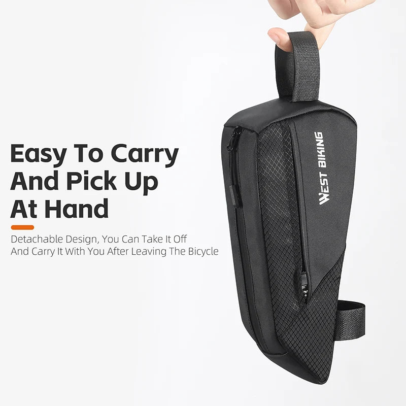 WEST BIKING Bicycle Top Tube Bag 1.2L Portable Bike Front Frame Bag 3D Stereo Cycling Tool Bag MTB Road Bike Accessories