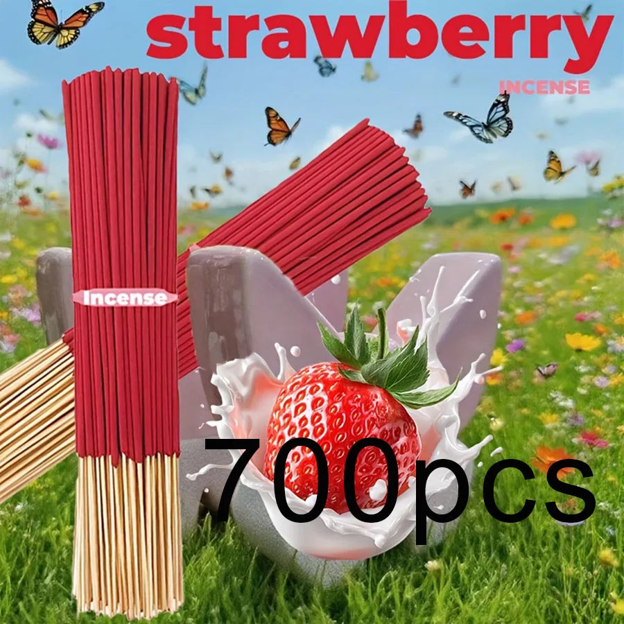 Red High-Quality Creamy Strawberry Incense Stick - Long-Lasting Strawberry Scent with Woody Notes, Fruit Meditation Yoga Home Office Party Holiday Gift, Eliminates Fatigue, Long-Lasting Fragrance (Doesn'T Scatter, Burns Evenl