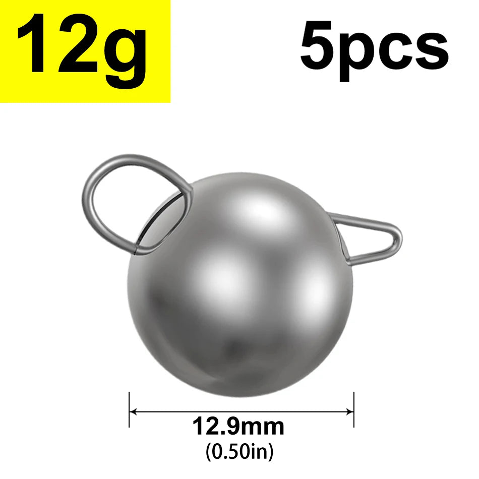 5pcs 2g-18g Fishing Weight Sinker Jig Head Deep Water Bullet Weight with Swivel Round Ball Sinkers Fishing Tackle Accessories