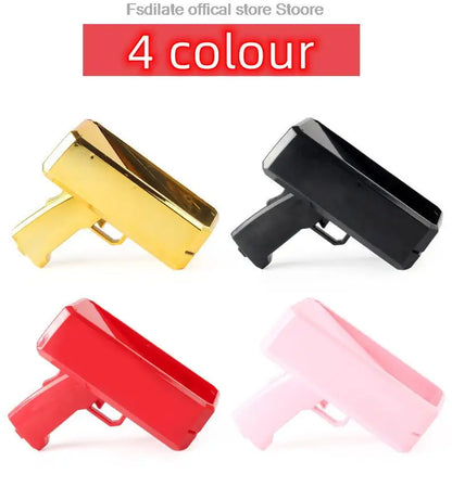 Banknote gun Party Games Pistol Party toys Games Cash Cannon Funny toys gun for banknotes Wedding Golden 100pcs fake money bills