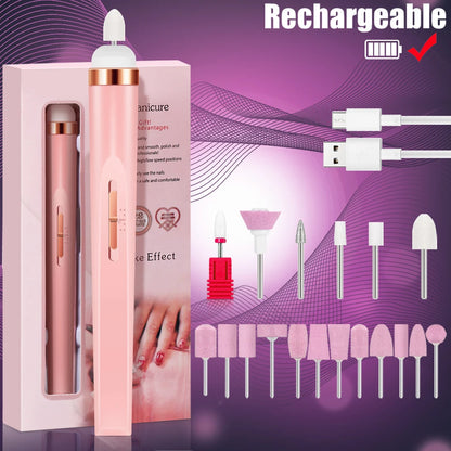 YIKOOLIN 5 in 1 Electric Nail Polish Drill Machine USB Charge Portable Manicure Set  Exfoliation and Polishing for Nail Salon