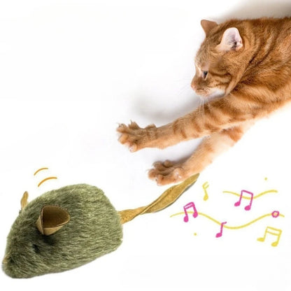 Smart Induction Squeaky Mouse Plush Toy - Sound-Activated Self-Entertainment Cat Teaser Simulation Small Pet Toy for Distraction