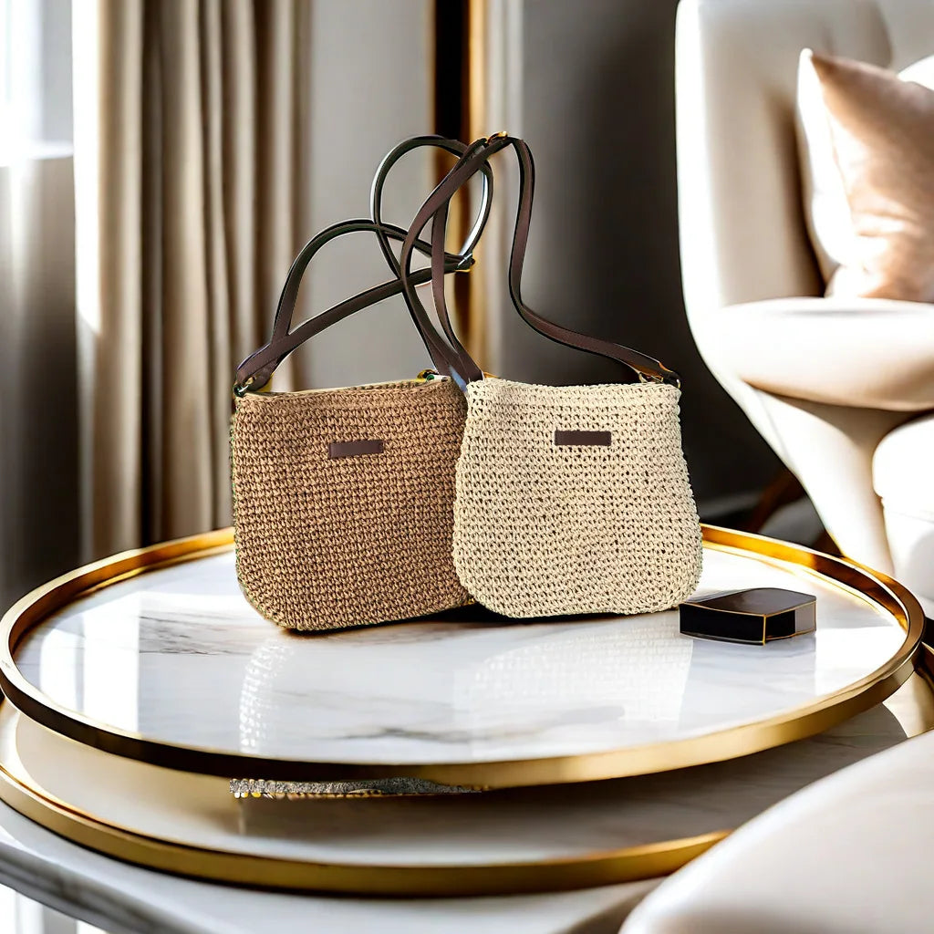 Straw woven bag, single shoulder, women's fashionable weaving, ins style, seaside beach, crossbody bag for women