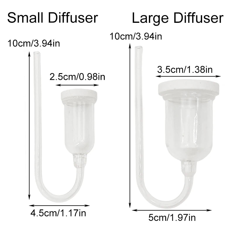 CO2 Diffuser for Aquarium Bubble Reactor CO2 System Atomizer for Fish Tank Live Plants Water Grass Grow Refiner with Suction Cup