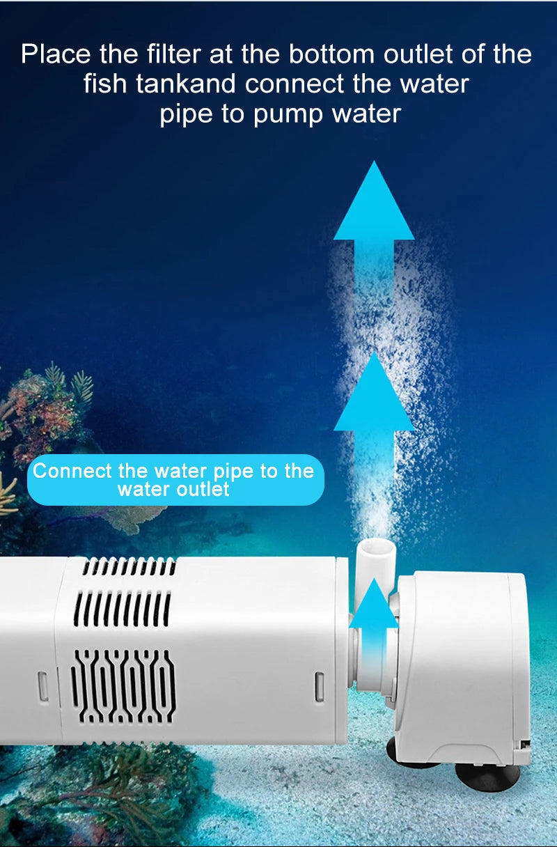 Aquarium Filter Pump Fish Tank Submersible Silent Air Oxygen Aerator Water Change Pump Aquarium Air Pump Wave Maker 220v