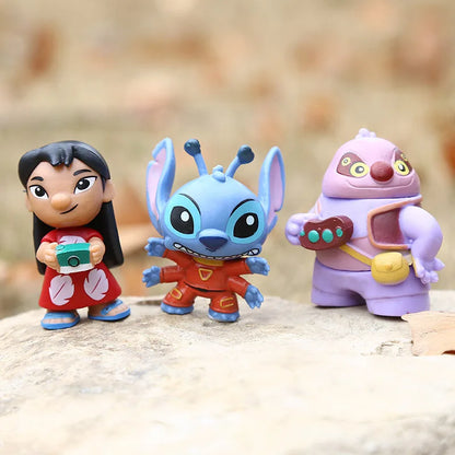 12pcs/set Stitch Lilo Action Figure Anime Cartoon Model Toys Cute Version Doll Cake Decoration Ornaments