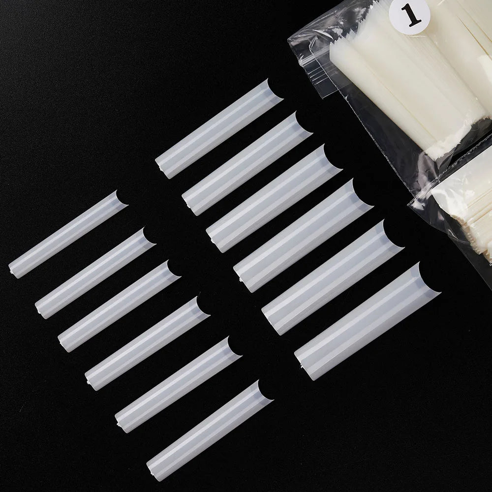 3XL Long Coffin/Square Acrylic False Nail Tip Half Cover C Curved Straight Nail Tips Manicure Nail Art Decoration ToolFake Nails