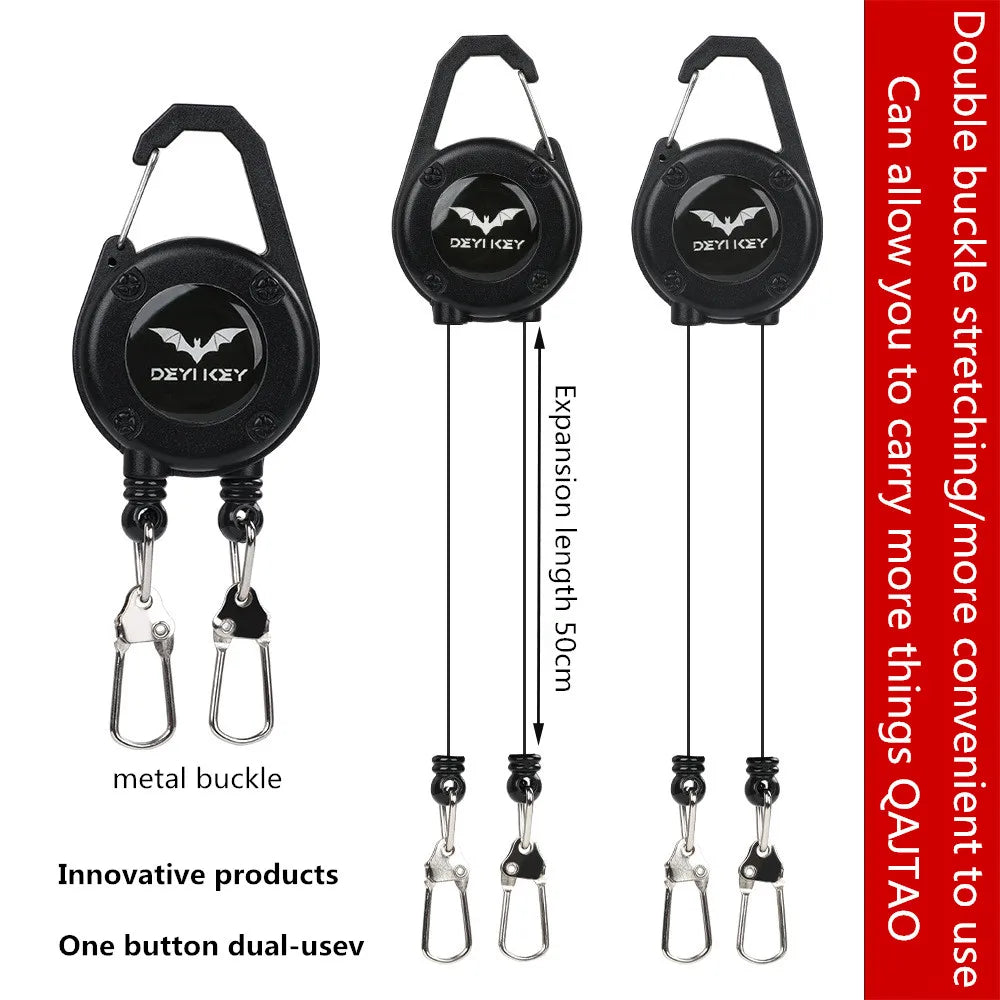 Outdoor Double Headed Clip Buckle, Work Permit Hanging Buckle, Keychain, Fishing Buckle, Telescopic Buckle, Easy to Pull Buckle