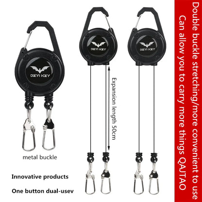 Outdoor Double Headed Clip Buckle, Work Permit Hanging Buckle, Keychain, Fishing Buckle, Telescopic Buckle, Easy to Pull Buckle
