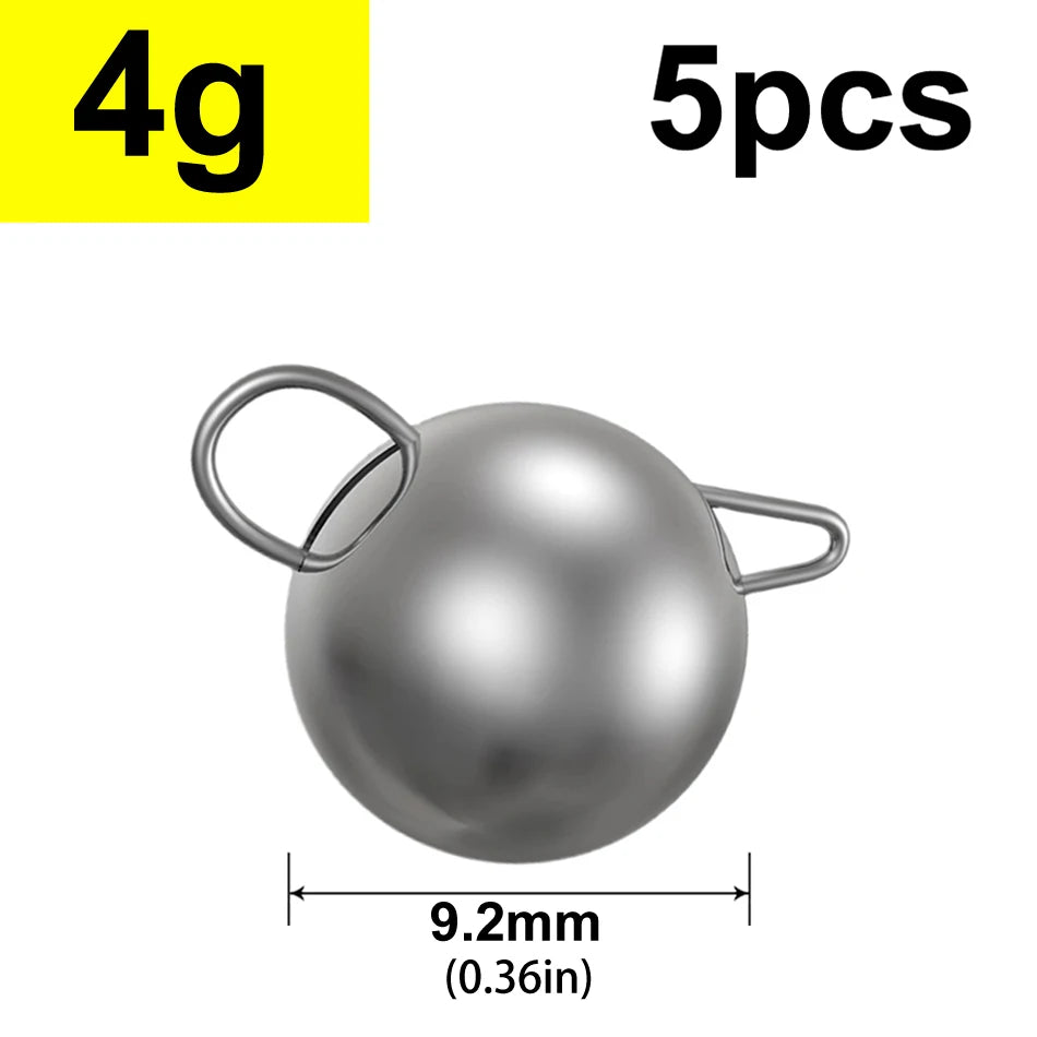 5pcs 2g-18g Fishing Weight Sinker Jig Head Deep Water Bullet Weight with Swivel Round Ball Sinkers Fishing Tackle Accessories