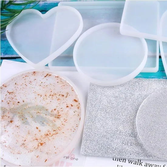 Round Square Rectangle Heart Coaster Silicone Mold Epoxy Resin Mold for DIY Jewelry Storage Base Making Cup Tray Home Decoration