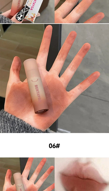 BENTAYGA Autumn Velvet Lip Mud — Matte Finish, Skin-Tone Enhancing Lip Tint, Versatile Nude Makeup, Budget-Friendly for Students
