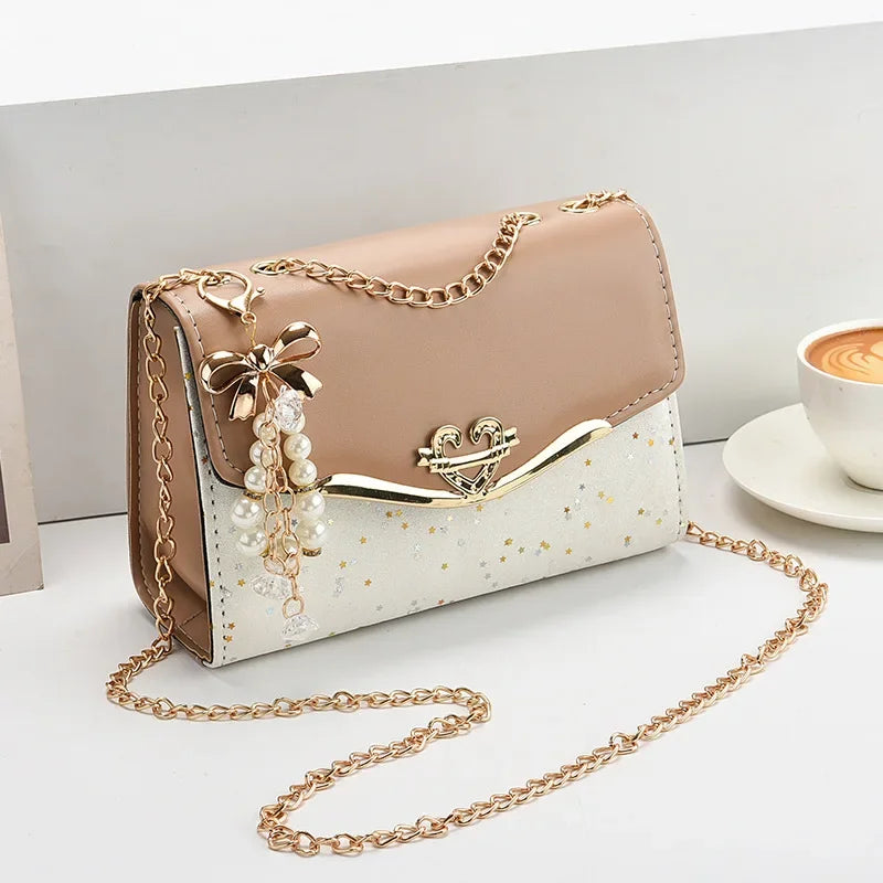 Crossbody women's bag with pendant chain Korean version ins fashion and versatile premium shoulder bag