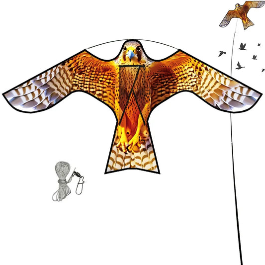 Outdoor Toys 47 Inch  Yellow Bird Scaring Eagle Kite Without Rod Good Flying For Garden/Orchard/ Farm