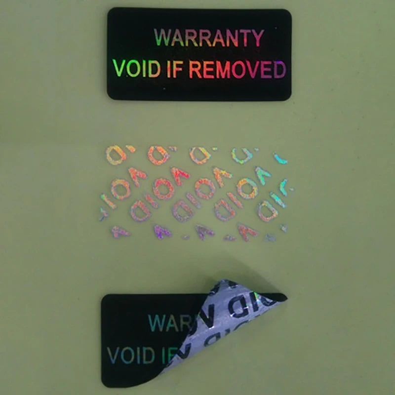 100Pcs Bar code warranty void stickers Dumb silver PET security labels with serial number waterproof tamper proof seal label