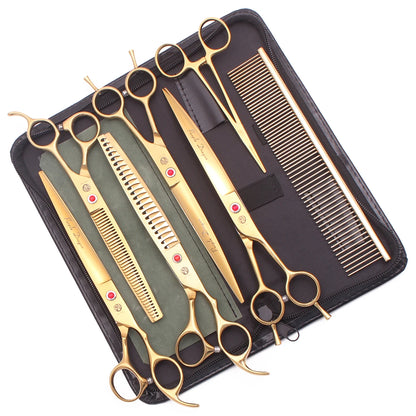 Dog Grooming Scissors Purple Dragon Stainless Gold Professional Dog Shears Scissors To Cut Dog Hair Pet Curved Shears Z3005A
