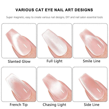 LINMANDA 3 In 1 Dual Headed Cat Eye Nail Art Magnetic Stick Multifunctional Nail Art Magnet Design Tool Suitable for Home DIY