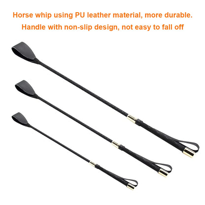 45/54cm Riding Equestrian Whip Training Lash PU Leather Anti-slip Portable Learning Accessory Outdoor Racing Performance