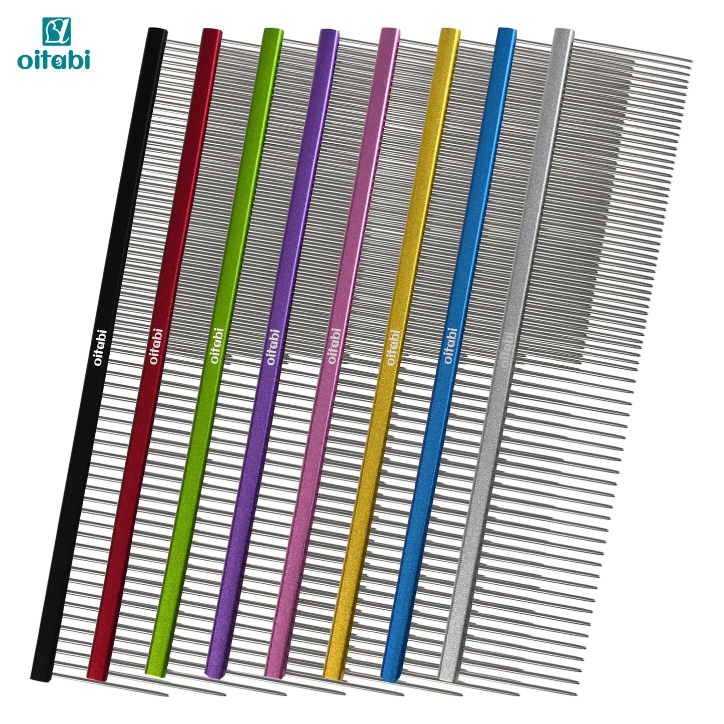 Oitabi Professional Pet Grooming Comb for Removing Matted Fur, Prevents Knots and Mats, Long Teeth Long & Short Haired Pet Comb