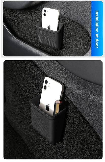 Silicone Car Storage Box For Tesla Model 3 Y S X 2017-2022 2023 Hidden Organizer Tray Bag Box Phone Coin Holder Auto Accessories