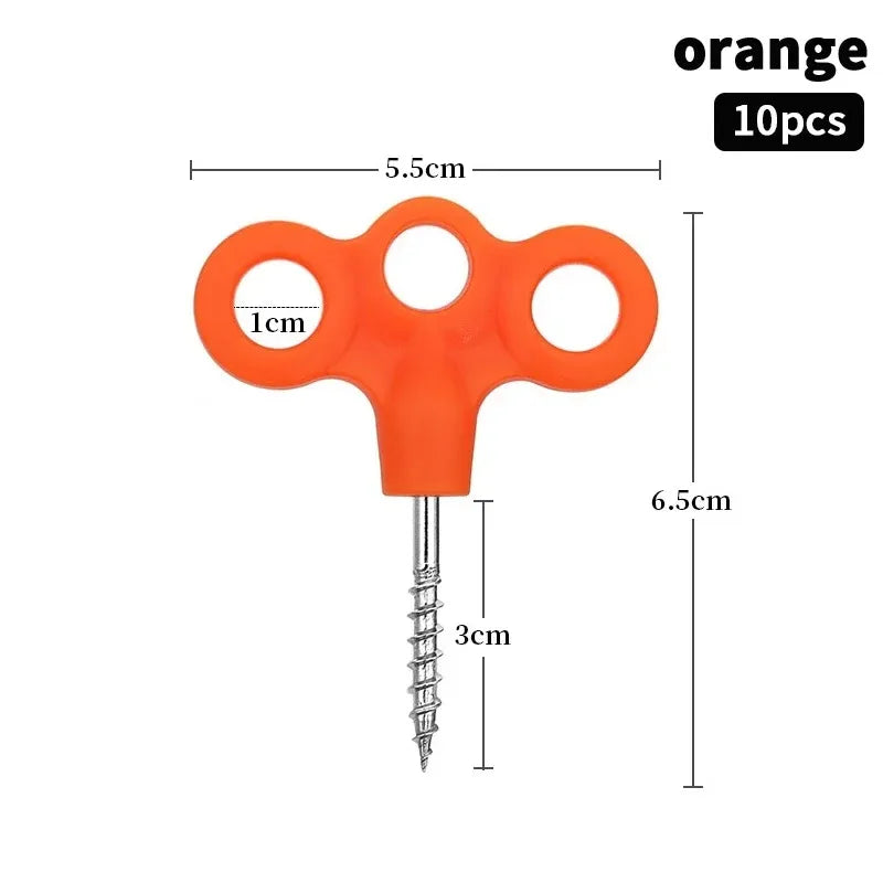 Outdoor Camping Deck Nail Tent Pegs Screw Nail , Lightweight Windproof Rope Fixing Nail, Hiking Campsite Supplies