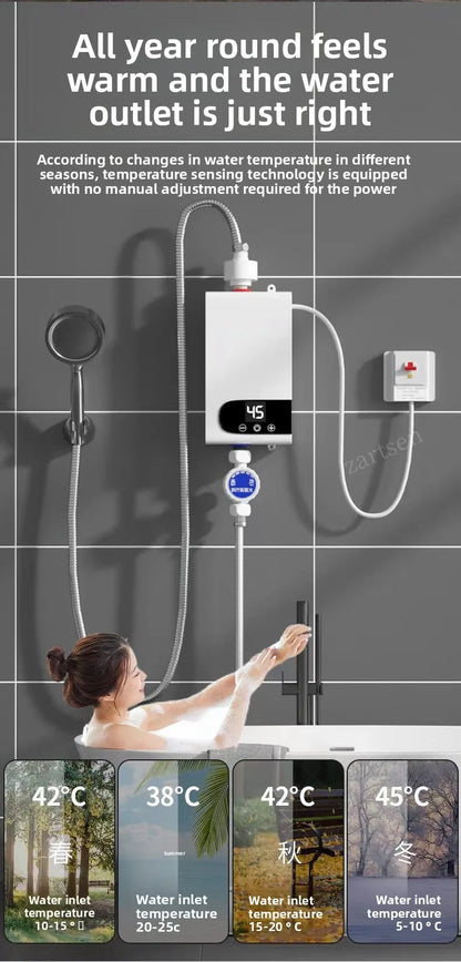 5500W Newest Water Heater Instant Water Heater Tankless Instantaneous Faucet Tap Kitchen Hot Water Crane LED Digital