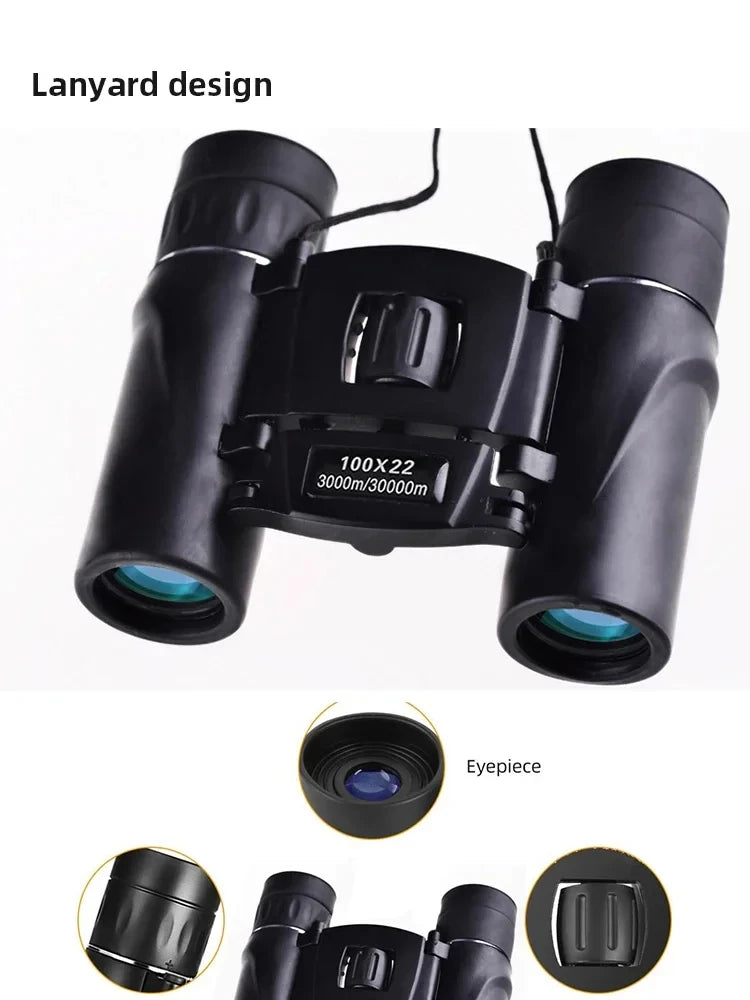 100X22 High Magnification High-Definition Binoculars, Mini Portable Outdoor Travel Professional Telescope
