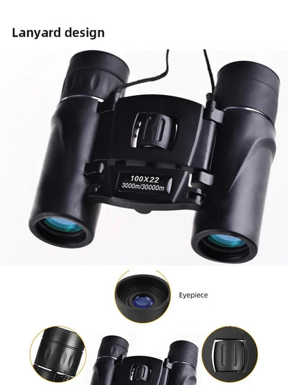 100X22 High Magnification High-Definition Binoculars, Mini Portable Outdoor Travel Professional Telescope