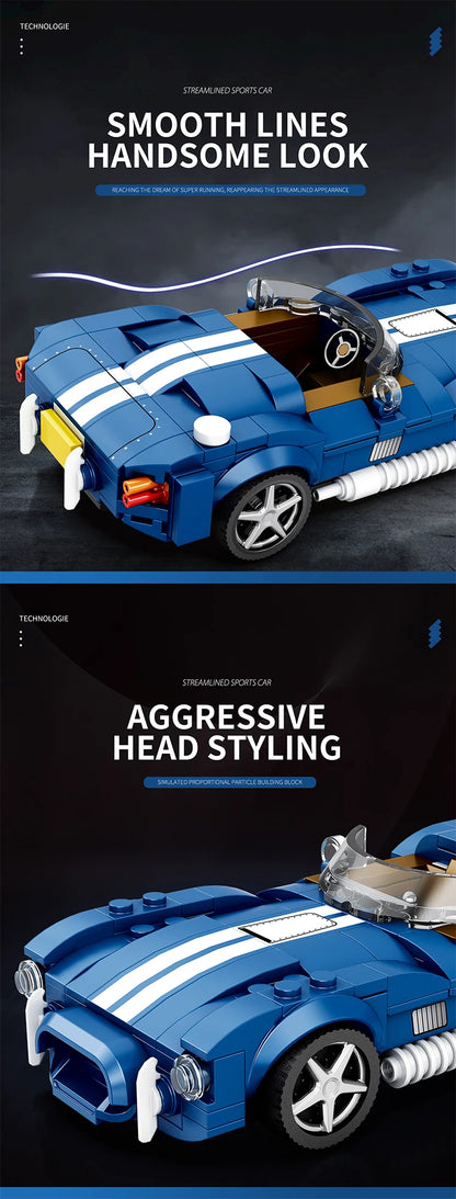 312PCS Blue Sport Car Building Block Set Creative City Vehicle Diy Car Model Bricks Desktop Display Puzzle Toys Holiday Gifts