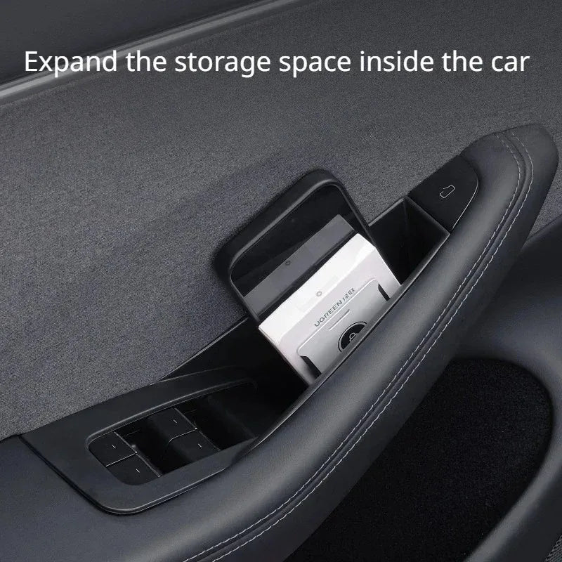 Door Handle Storage Box for Tesla Model 3 Highland Model Y Juniper 2026 Interior Accessories Inner Handle Organizer Phone Holder