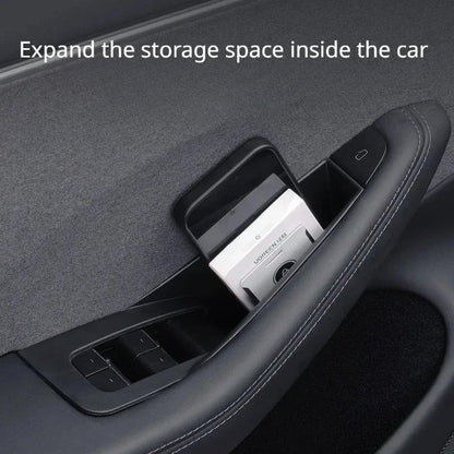 Door Handle Storage Box for Tesla Model 3 Highland Model Y Juniper 2026 Interior Accessories Inner Handle Organizer Phone Holder