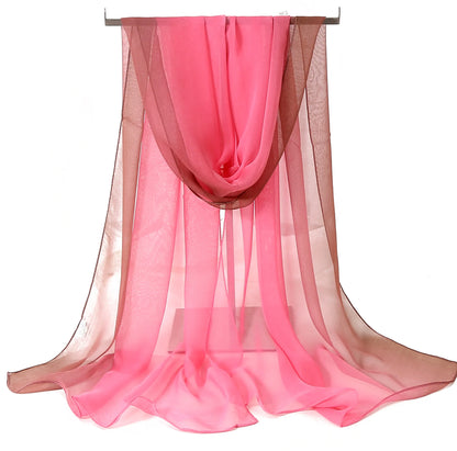 Four Seasons Thin Soft Chiffon For Women Silky Gradient Printing Beach Georgette Scarf Shawls Long Wraps Beach Sunscreen Hijab